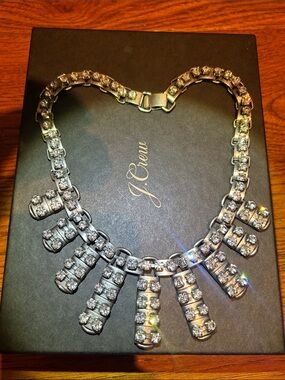 Vintage J. Crew 2010 Soleil Silver Crystal Collar Necklace